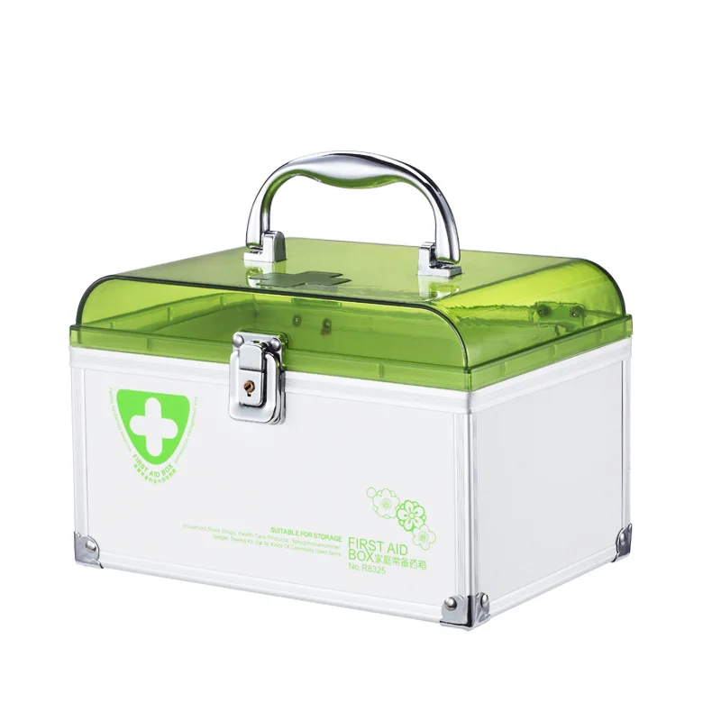 Portable first aid kit, family storage storage box with handle, large capacity, multi-function emergency medicine box