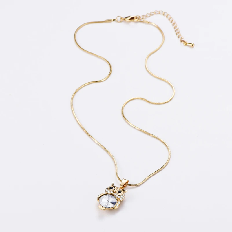Gold Silver Color Chokers Necklaces For Women Accessories Fashion Jewelry Small Cute Owl Rhinestone Pendant Necklace Gift 2020
