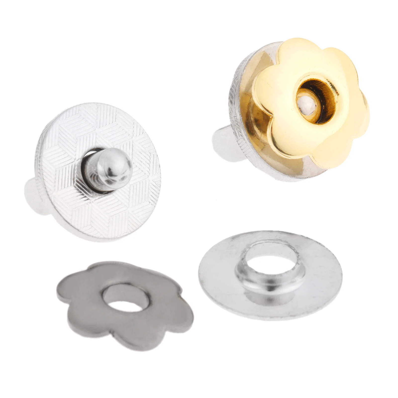 5 Sets 17mm Magnet Buttons Magnetic Rivet Stud Purse Snap Clasps/ Closure For Handbags Metal Flower Shape Button Fastener Metal