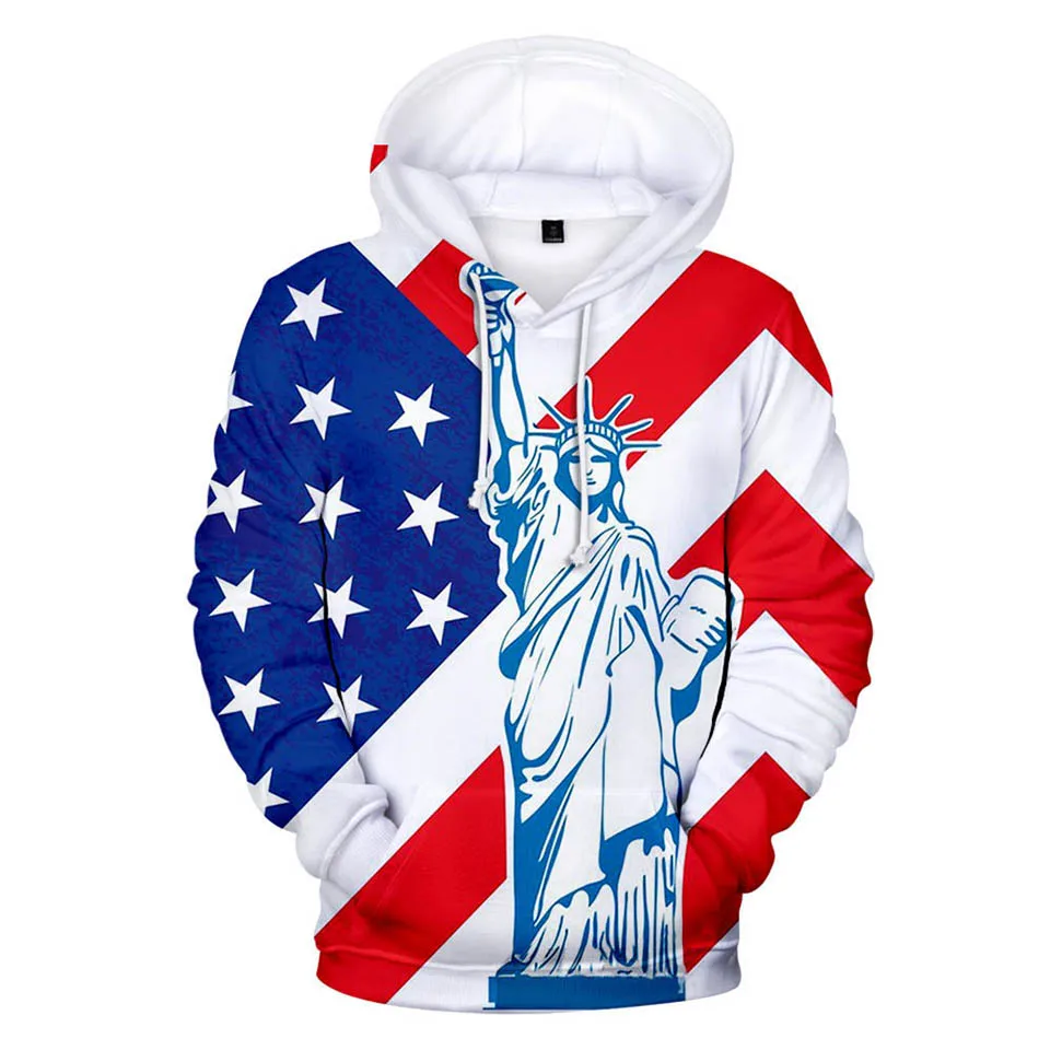 

USA National Flag 3D Printed Hoodies Men Women Fashion Sweatshirt Oversized Hoodie Hip Hop Pullover Statue of Liberty Hoody Coat