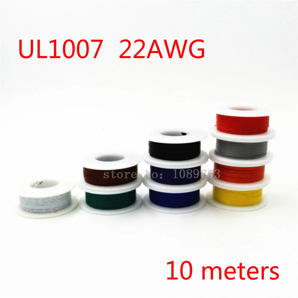 

10 meters Flexible Stranded of UL 1007 10 Colors 22 AWG Wire Cable 10m Length
