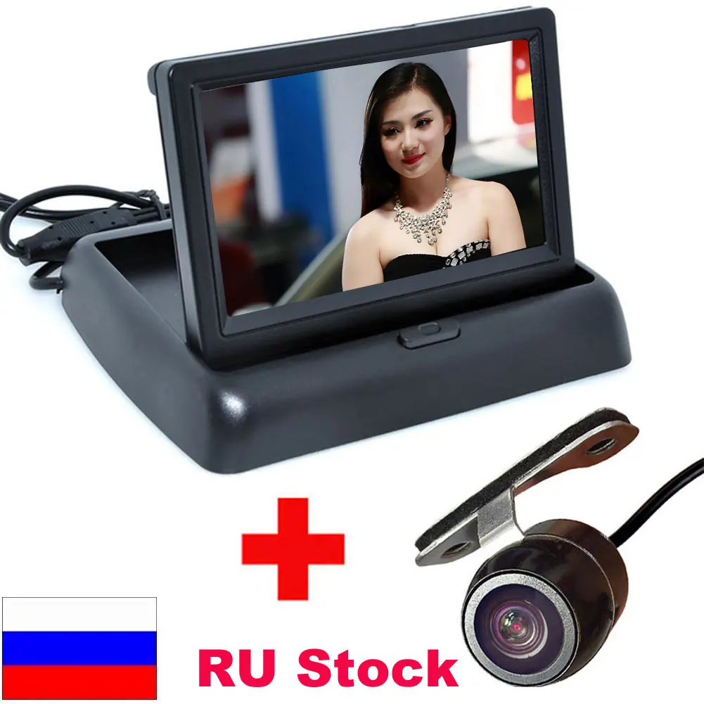 

High Resolution 4.3" Color TFT LCD Folding Car Parking Assistance Monitors DC 12V Foldable Car Monitor With Rear View Camera