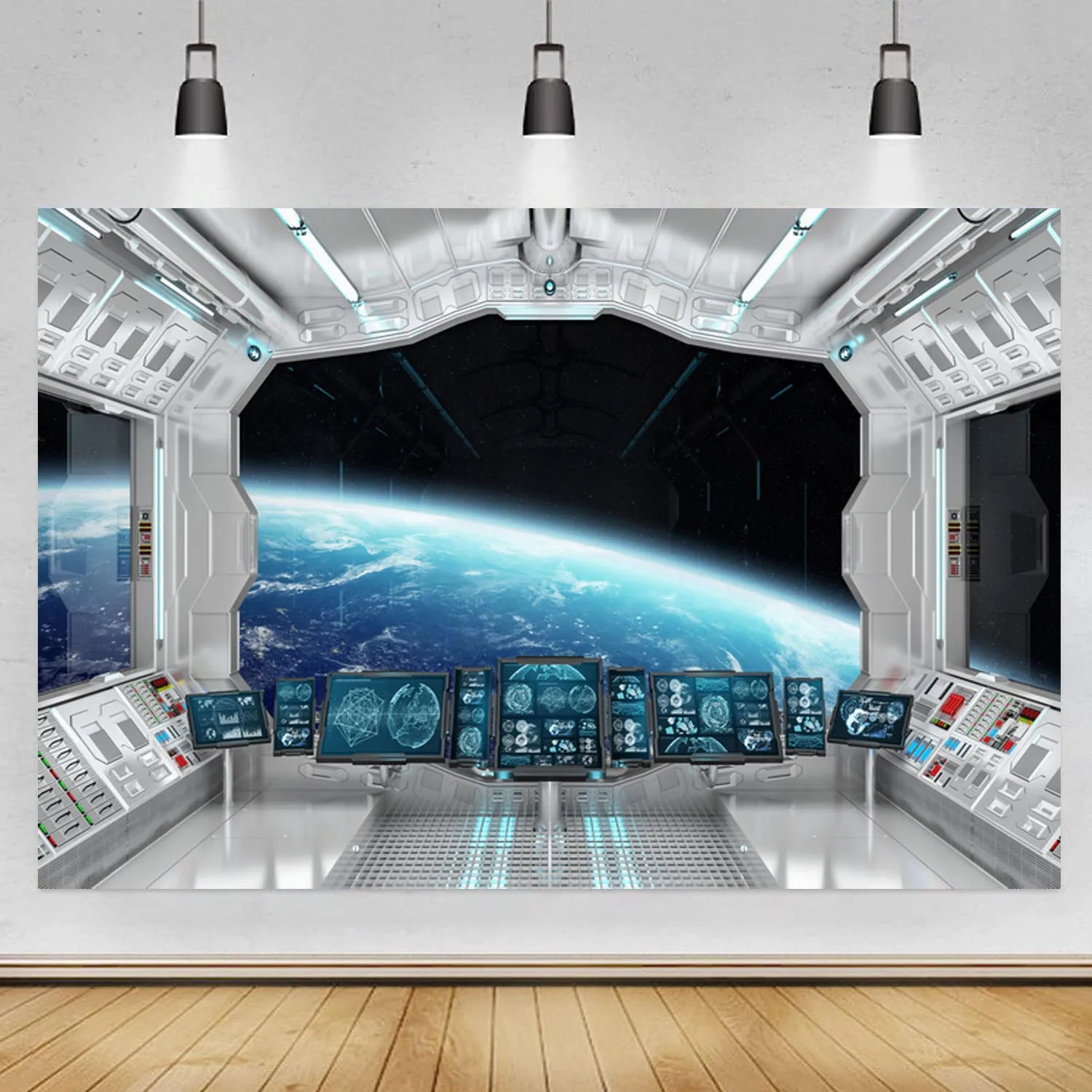 Spaceship Interior Backdrop Science Fiction Galaxy Spacecraft Cabin Outer Space Station Photography Background Photo Studio Prop