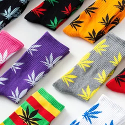 Cool Bamboo Summer Women calzini divertenti da uomo canapa Meias Long Happy Maple Leaf sokken Cotton Weed Grass White Black Socken