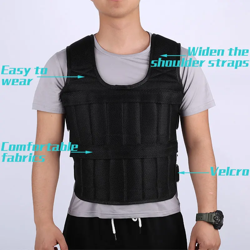 20KG Loading Weight Vest Boxing Train Fitness Equipment Gym Adjustable Waistcoat Exercise Sanda Sparring Protect Sand Clothing