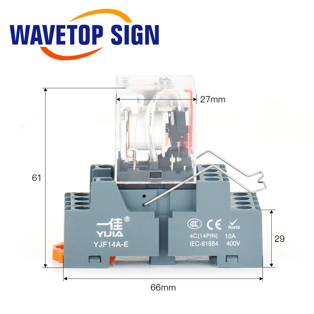 WaveTopSign Mini รีเลย์ระดับกลางฐาน14Pin YJF14A-E DC หนาทองแดงเทป4กลุ่มสำหรับ Co2เลเซอร์ตัดและแกะสลัก Machin
