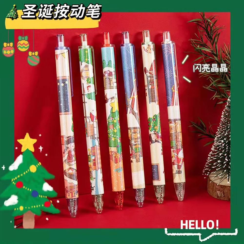 

60Pcs/Pack Christmas Cartoon Gel Pen Black Ink Neutral Pen Christmas Tree Girl Gift Ballpoint Pen School Office Stationery