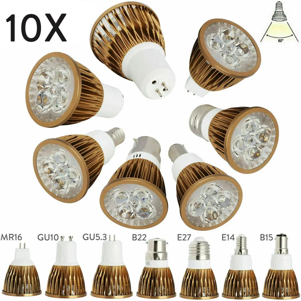 

10pcs LED Spotlight Bulbs Lamp GU10 E12 B22 B15 E27 E14 MR16 DC 12V 9W 12W 15W Replace Halogen Lamp AC 85-240V Lamps Light Bulb