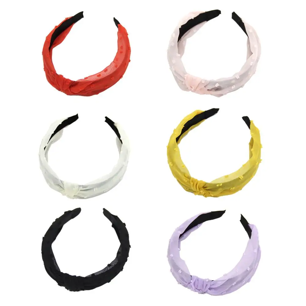 1pc Fashion Women Solid Net yarn Hairband Handmade Knotting Headband customized Hair Accessories