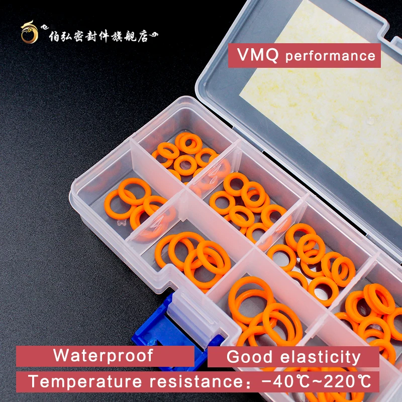 Orange Silicone Rubber O-Ring Thickness 2.4mm Ring Seal Silicon Sealing O-rings VMQ Washer Oring Set Assortment Kit Set O Ring