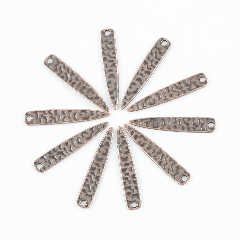 30Pcs/Lot Charms Alloy Beads Triangle Shape 8x41mm Metal Crystal Pendant Diy Making Charm Earing Necklace Finding Jewelry image 2