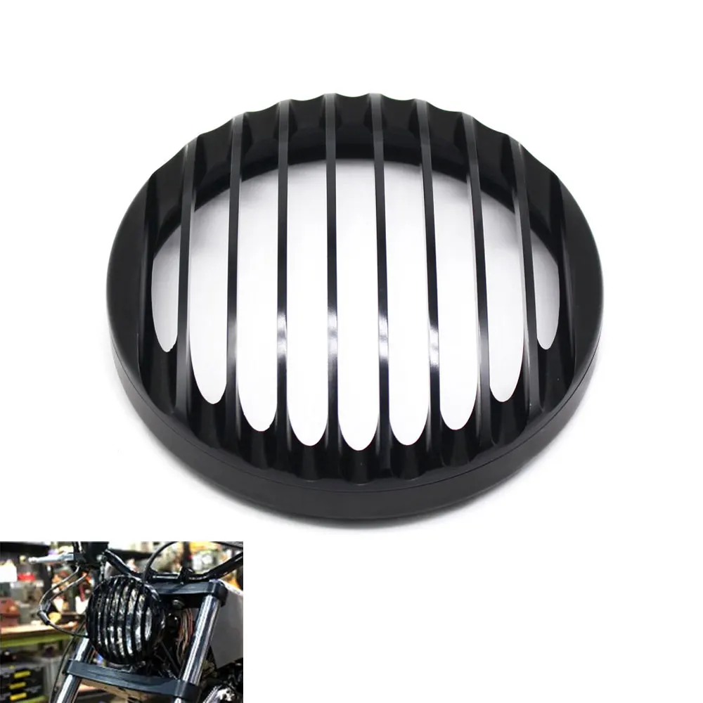 

5.75" 5 3/4" CNC Led Headlight Grill Cover For Harley Davidson Sportster XL 883 Iron 1200 04-14 Custom XL1200C 1200 Motorcycle