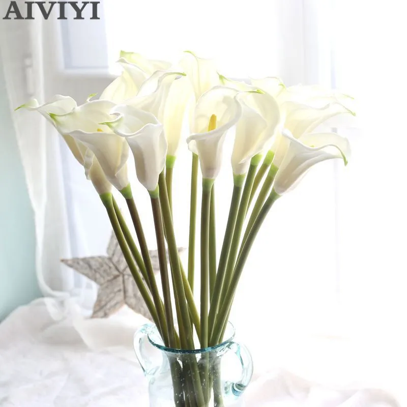 Big 67cm Real Touch Calla Lily Artificial Flowers Decorative Wedding Party Decoration Accessories Christmas Room Home Decor Gift