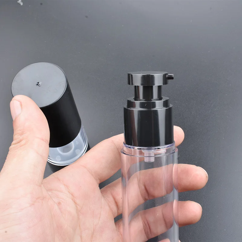 10pcs/lot 15ml 30ml 50ml Mini Empty Portable Black Empty Airless Dispenser Lotion Pump Cream Bottles