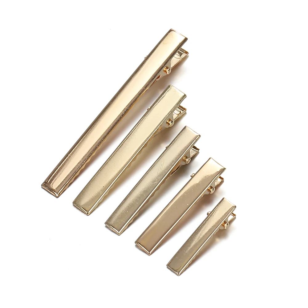 20/50Pcs Gold Plated Hair Clips DIY Metal Alligator Hairpin Base 32mm-76mm Basic Barrette for Jewelry Making Girls Accessories