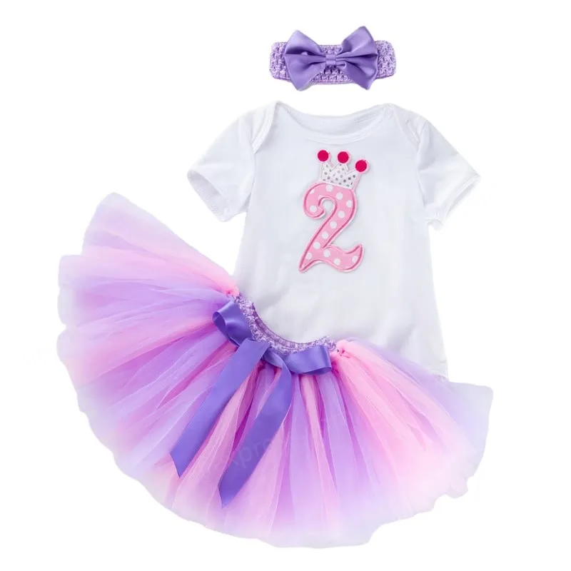 2 Year Baby Girl Birthday Party Dress Cute Tutu Cake Outfits Baby Birthday Gift Girls Baptism Clothes