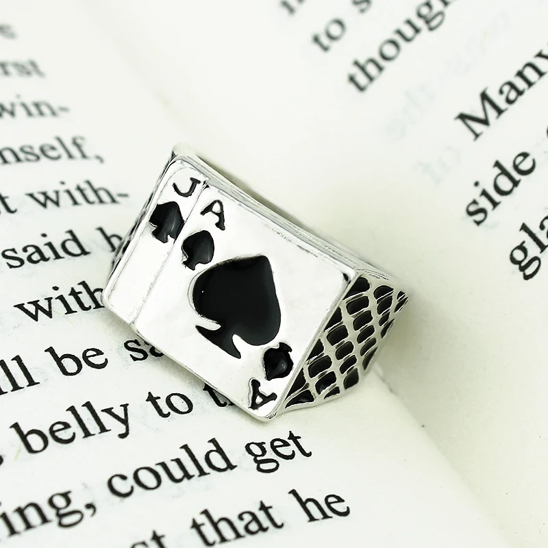 Fashion ring iron alloy refers to the ace of Spades Poker Rings Casino Poker Card Game Ring Men Women Jewelry Wholesale