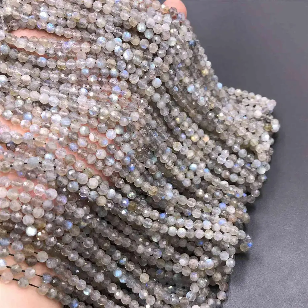 2 3 4mm beads Natural Small stone beads Micro Labradorite Faceted beads Small Loose Beads Jewelry Making Bracelets Necklaces diy