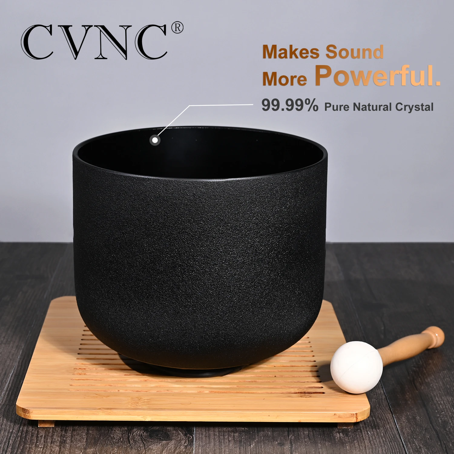 MINOR Defect CVNC 8 Inch Double Black Frosted Quartz Crystal Singing bowl Heart Chakra for Sound Healing with Free Mallet