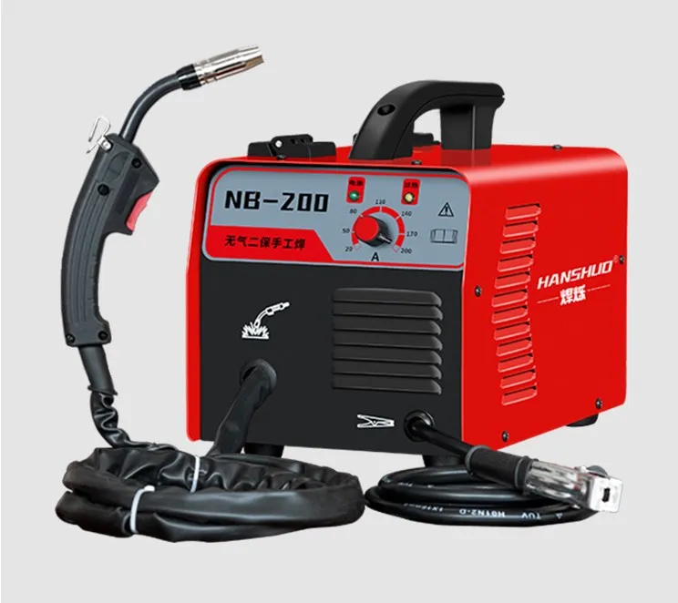 NB-200 الرش اثنين محمية آلة لحام صغيرة المحمولة 220v المنزلية النحاس ثاني أكسيد الكربون الغاز محمية آلة لحام