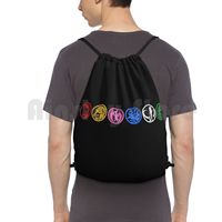 6 Power Coins Backpack Drawstring Bags Gym Bag Waterproof Six Power Coins Rangers Super Sentai Pink Ranger Blue Ranger