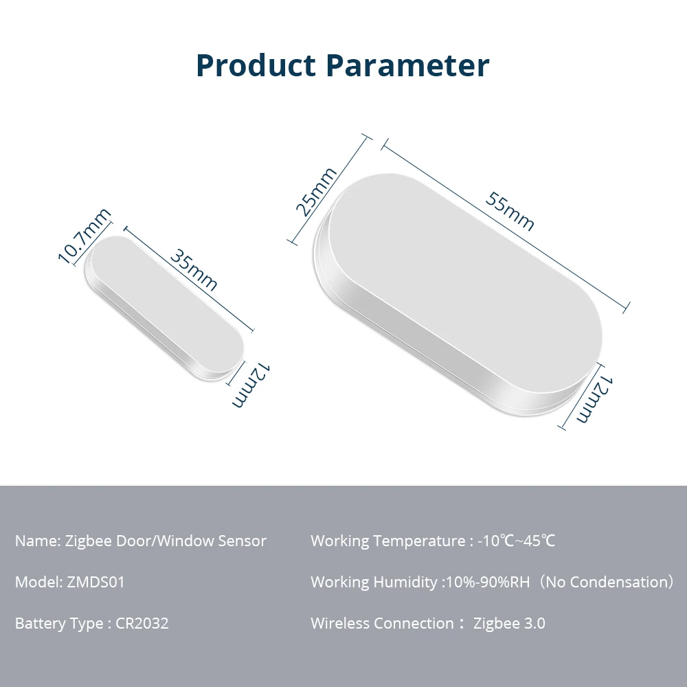 Per Zemismart Zigbee Tuya Smart Door Window Sensor Rilevatore di sicurezza Allarme automatico in tempo reale Supporto Homekit tramite ZMHK-01 Hub