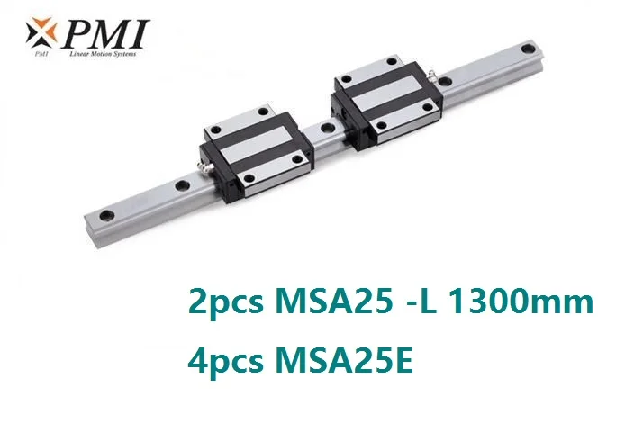 

2pcs origial Taiwan PMI MSA25 -L 1300mm linear guide + 4pcs MSA25E flange carriage blocks for CNC router