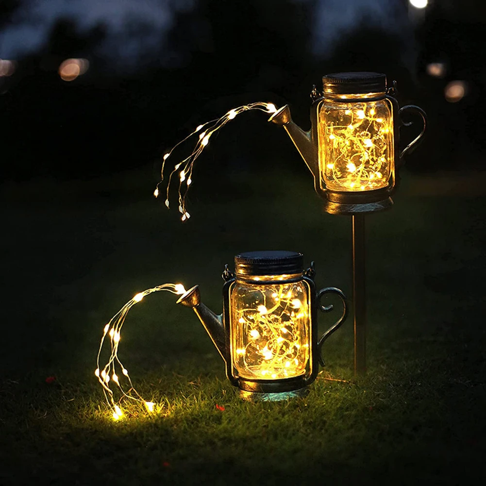 

2pcs Solar LED Garden Watering Can Lamp New Arrival Solar Mason Jar Kettle Light Outdoor Decoration Lights for Garden Yard Patio