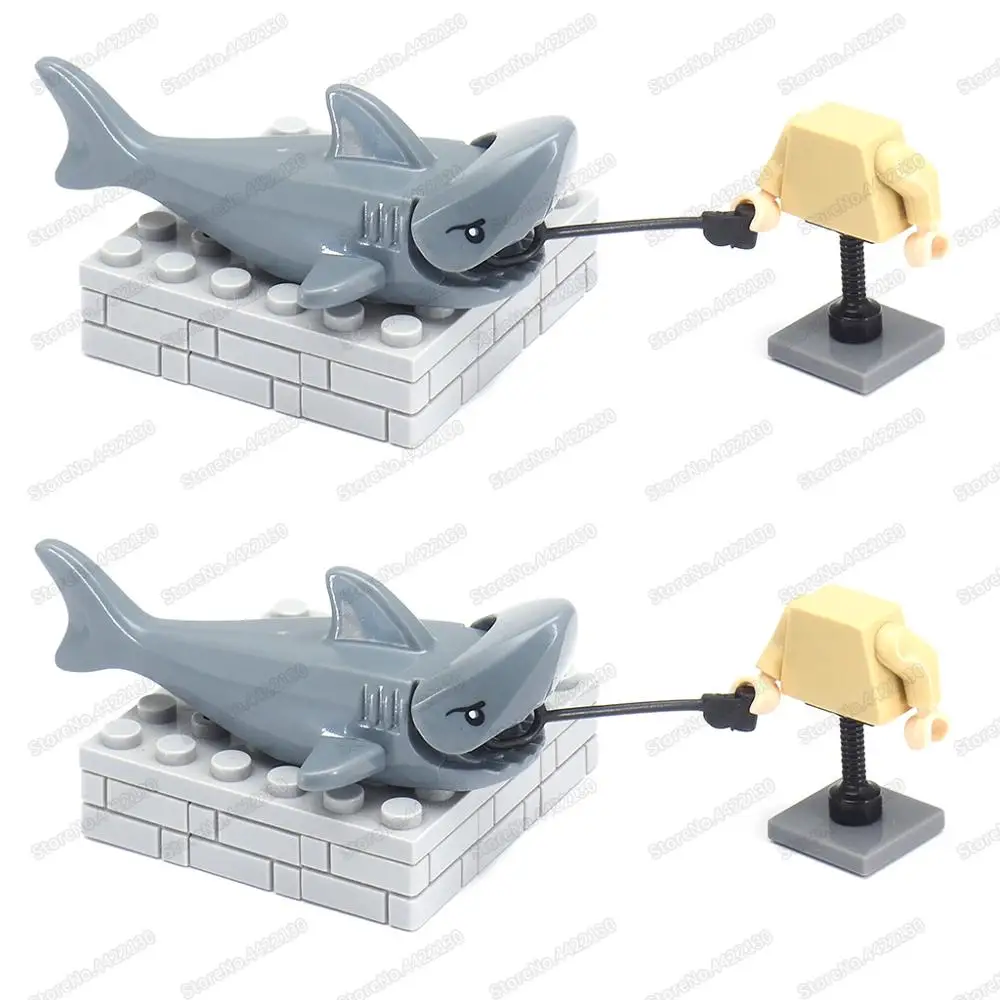 Deep Sea Building Block Mini Shark Assembly Replacement Parts For Moc Animal World Figures Friend Model Child Christmas Gift Toy