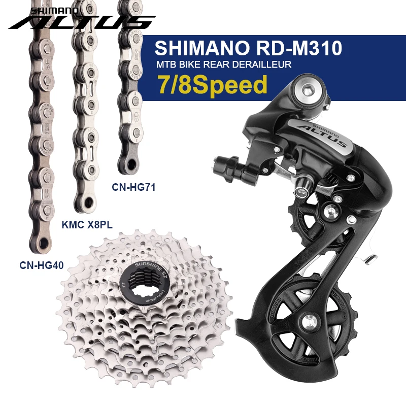 SHIMANO 7/8 Speed Rear Derailleur Group ALTUS RD-M310 3x8S Mountain Bike Derailleurs HG40 HG74 X8PL Chains 8V 32T Cassette