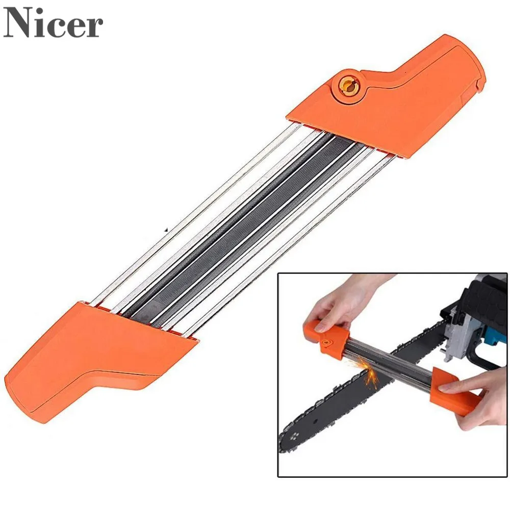 1PCS Electric Saw Chain Sharpener Manual Chain Sharpener Sharpening Chain Cutter Woodworking Tools Accessories White Orange