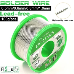 JIN HU 100g 0.5/0.6/0.8/1.0mm Lead Free Solder Wire Tin Rosin Core Solder Sn99.3 Cu0.7 Welding Soldering Iron RoHs