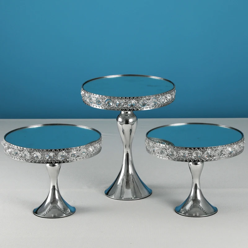 1pcs Gold/silver Color mirror cake Tray Cupcake Pan cake display table decorationr Crystal cake stand