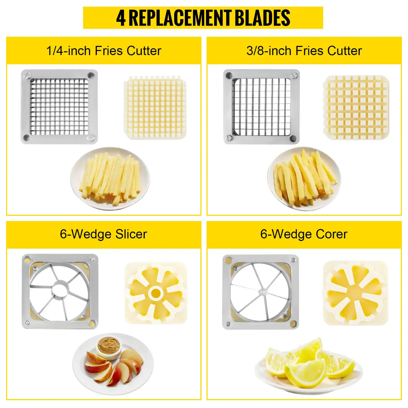 VEVOR 3ใบมีดมันฝรั่งเครื่องตัดผัก Chopper ผลไม้เครื่องตัดสแตนเลสได้อย่างรวดเร็วได้อย่างง่ายดาย Manual ฟังก์ชั่นเชิงพาณิชย์