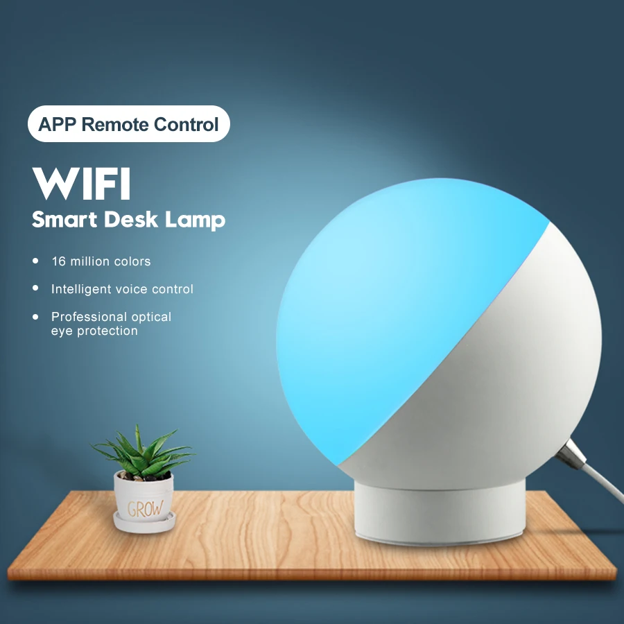 RGB LED Desk Lamps 7W Smart Voice LED Control WiFi App Remote Dimmable Bedroom Table Night Lights Work With Alexa Google Home