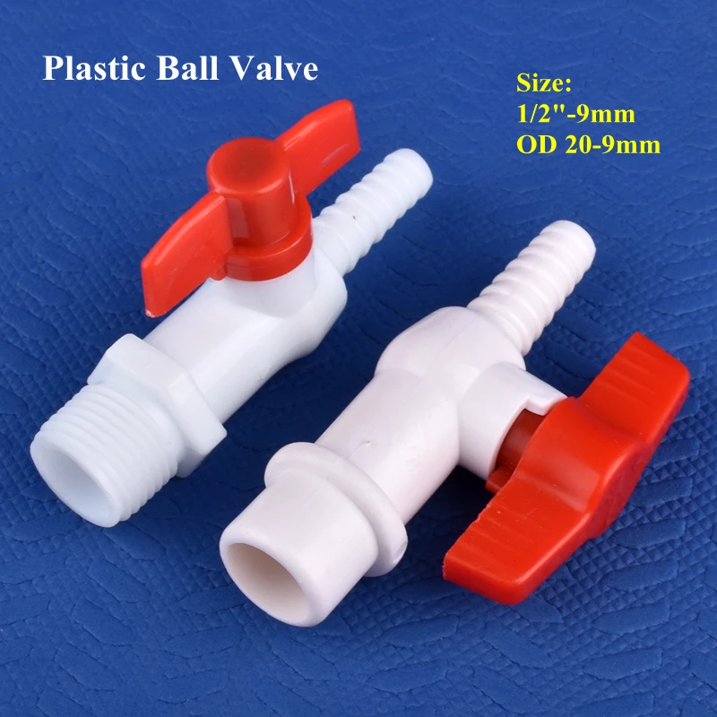 

1~50pcs 1/2" OD 20mm - 9mm Pagoda Ball Valve Garden Watering Irrigation Hose Joint Aquarium Tank Air Pump Water Pipe PVC Valve