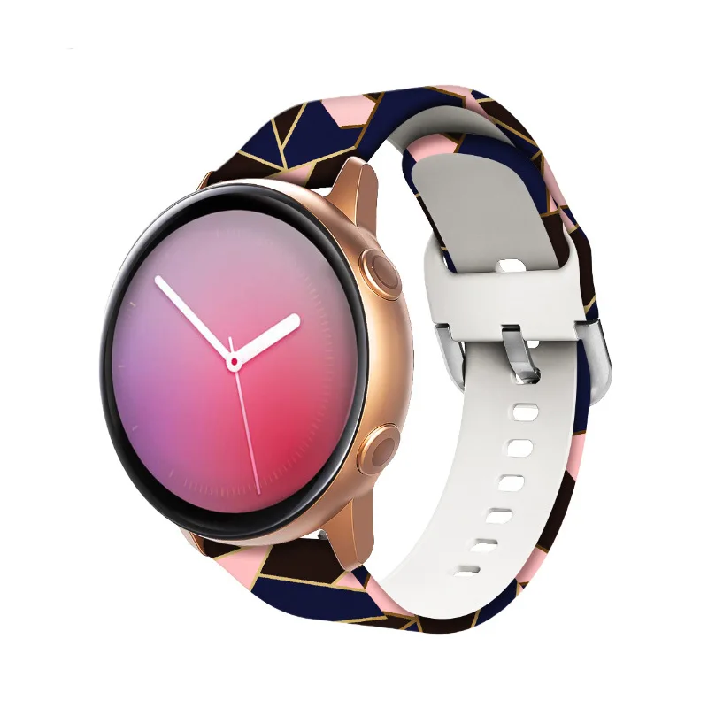 Correa de reloj de 20mm para Samsung Galaxy Watch Active 3/2/1, pulsera de TPU impresa para Galaxy Watch 3, accesorios de pulsera de repuesto