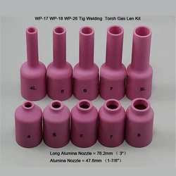 TIG Consumables Long Gas lens Alumina cup KIT Fit TIG Welding Torch WP PTA DB SR17 18 26 Series 10PK