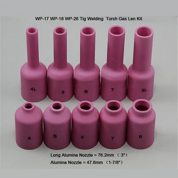 TIG consumables long gas lens alumina cup assembly Fit TIG welding torch WP PTA DB SR17 18 26 series 10PK