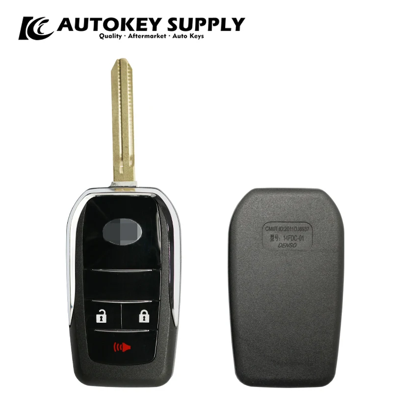 AutokeySupply AKTYF126 2-1 Bottoni RAV4 Reiz Vios Crown auto telecomando dritto modificato guscio chiave pieghevole Per Toyota/Camry