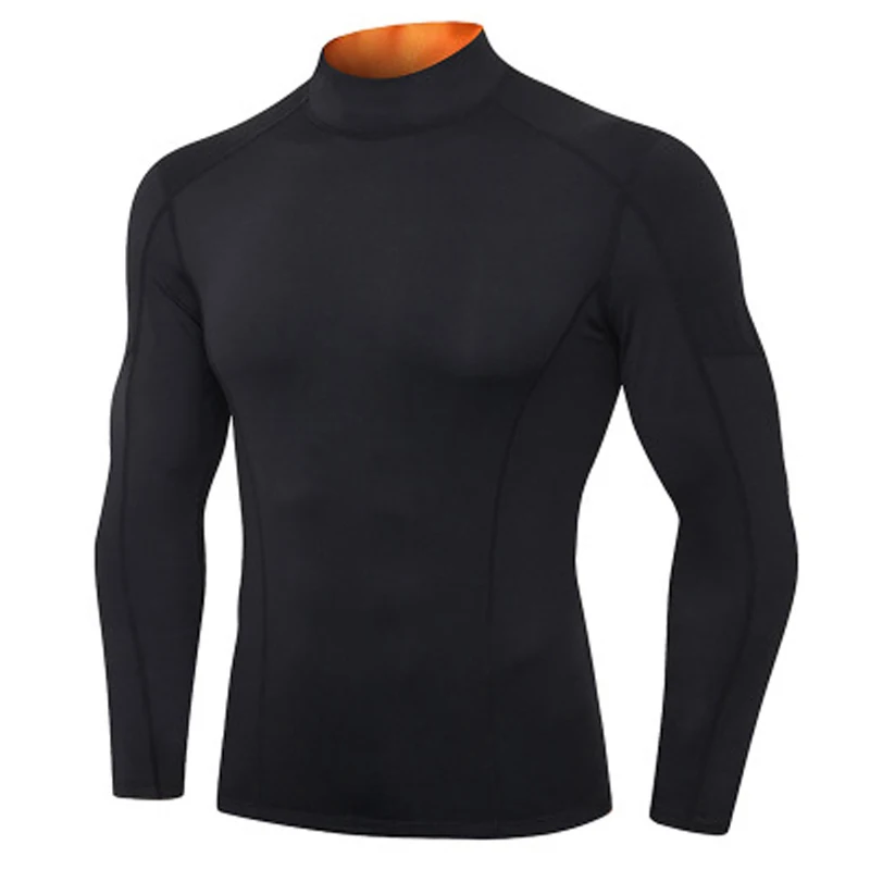 

Men's Compression Running T-Shirt High Elastic Running Training Shirt High-Neck Color-Blocking Sport Top Breathable Gym T-Shirts