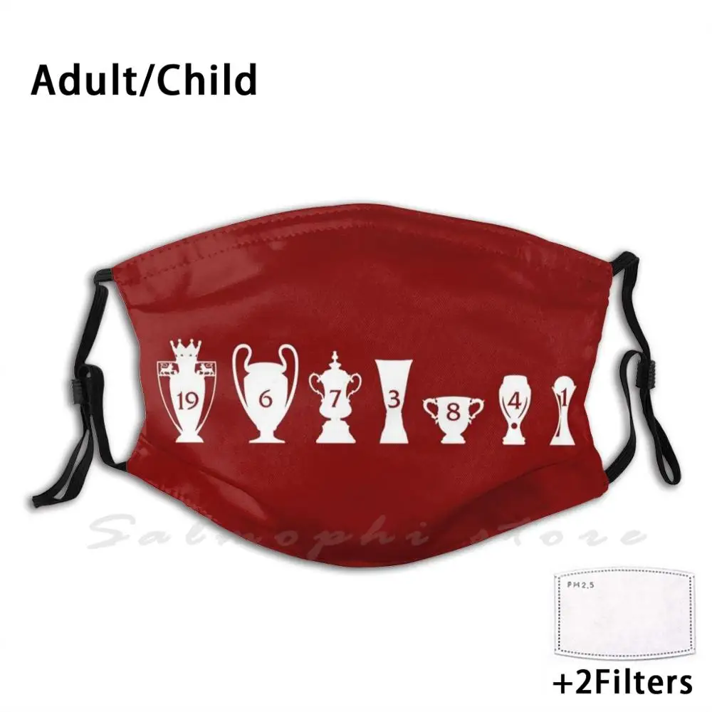 Liverpooll Trophy Wall Print Washable Filter Anti Dust Mouth Mask Football The Unbearables 19 Times