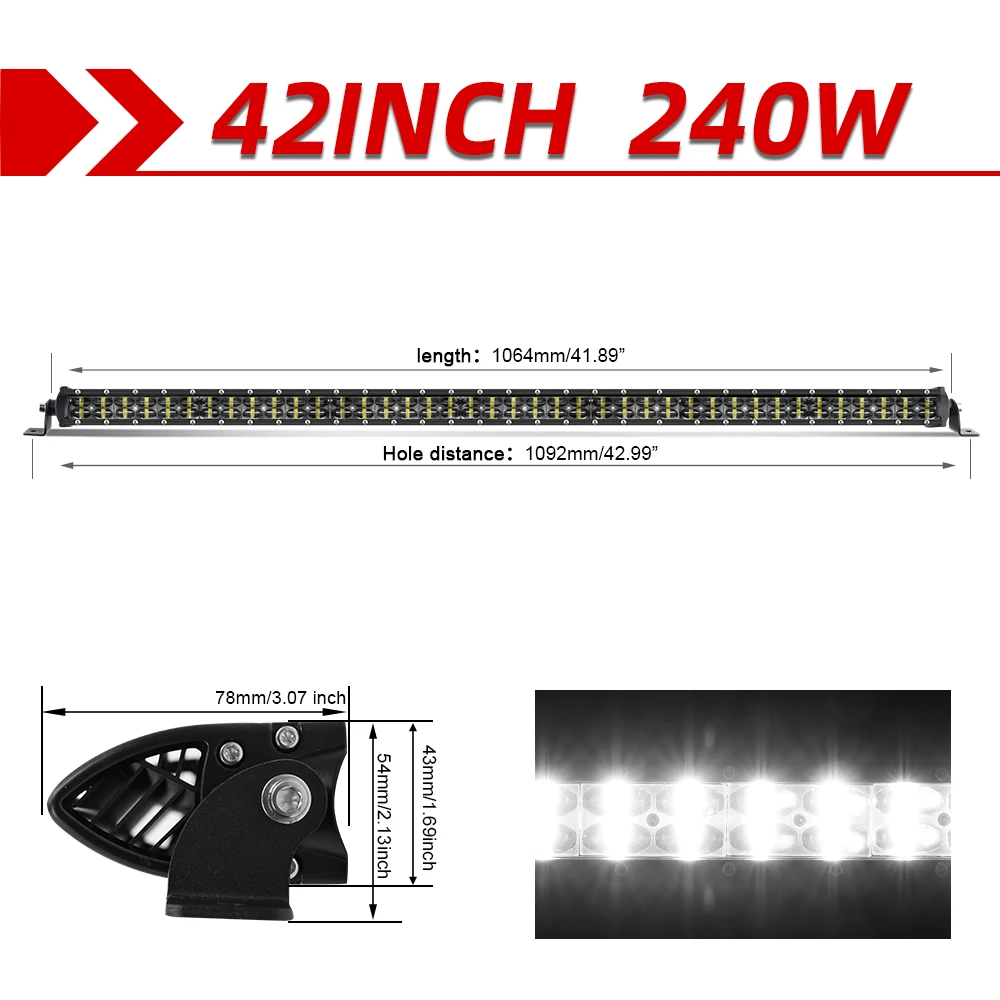 Co Licht 8 "-52" Dubbele Rij Led Licht Bar Spot Led Werk Licht 6d Led Bar 4X4 Truck Atv Auto Dak Offroad Rijlicht 12V 24V