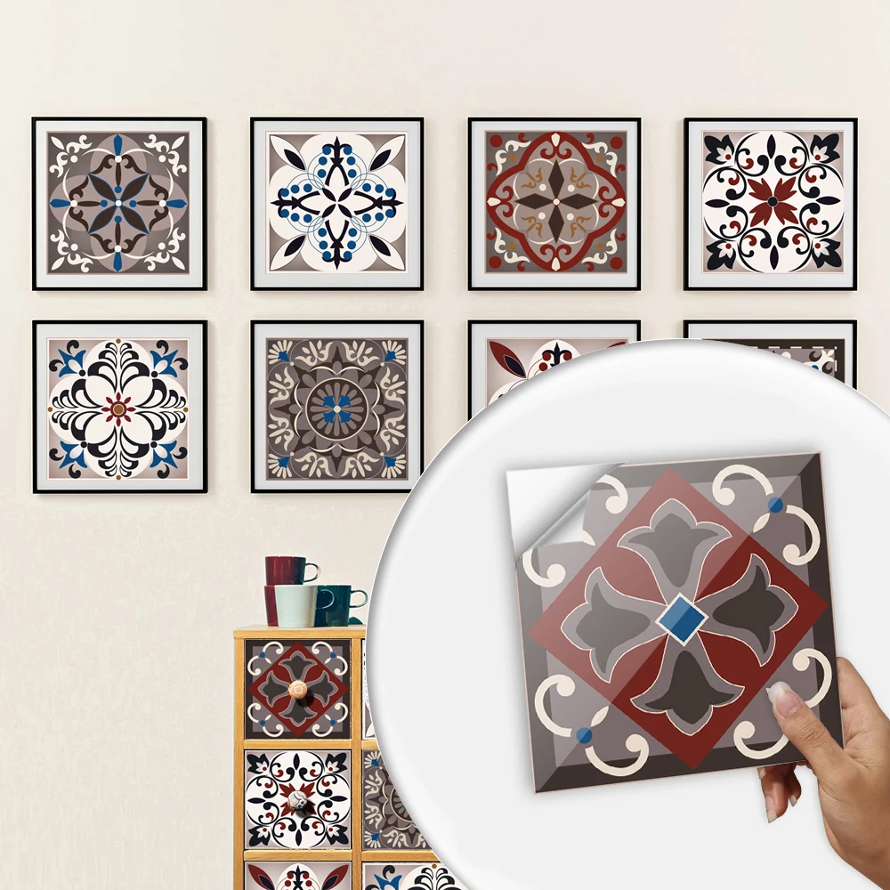 Creative Moroccan Style Hard Tiles Wall Sticker Kitchen Bathroom Tables Art Mural Waterproof & Oil-proof Ceramics PVC Wallpaper