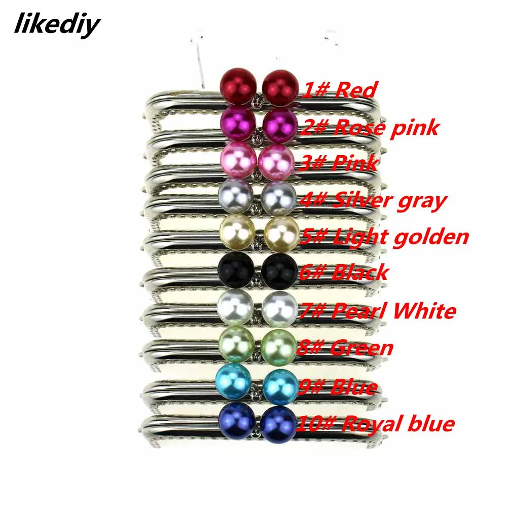 1 Piece 10.5 CM Candy Pearl Head Square Silver Metal Purse Frame Kiss Clasp Lace DIY Bag Accessories