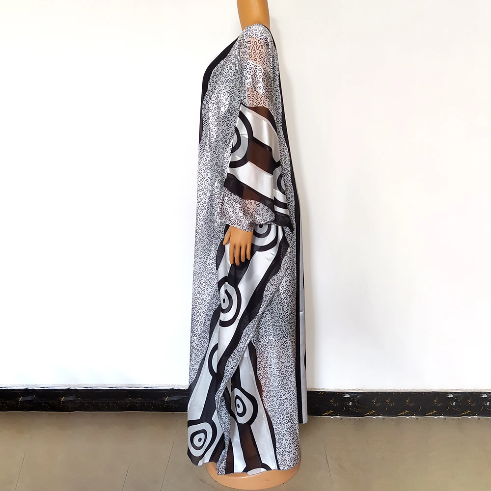 Abayas For Women Summer 2021 Latest African Dresses Dashiki Print Design Bat Sleeve Bobo Fashion Loose Female Boubou Robe