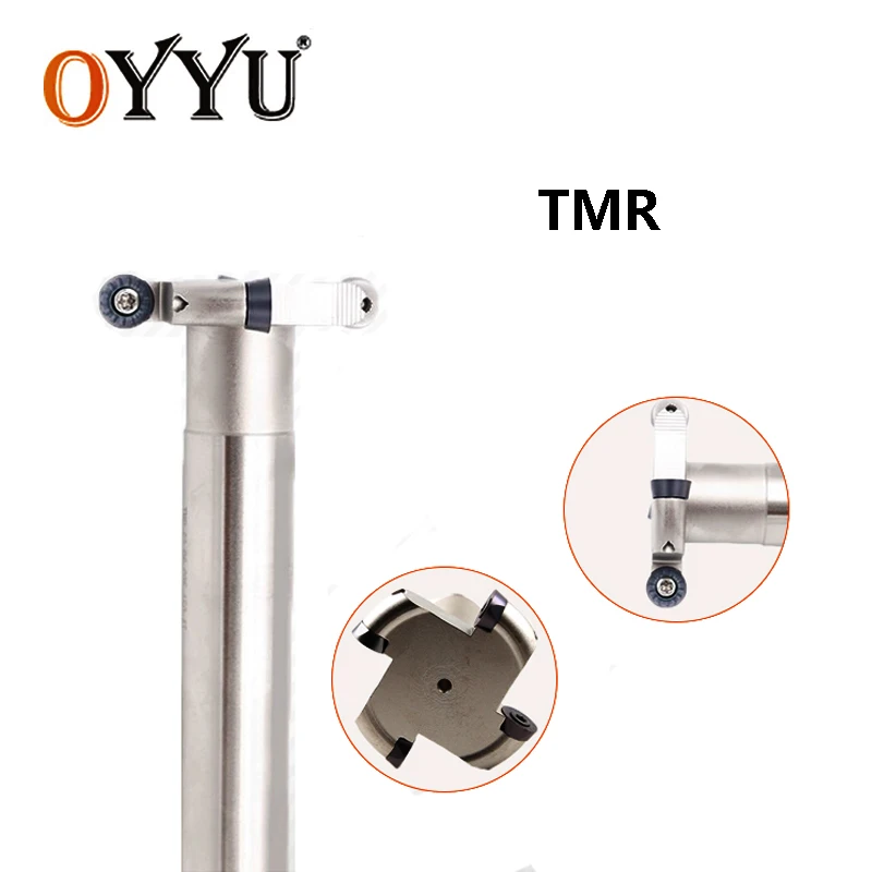 OYYU 1pcs TMR T Groove Milling Round Nose R2.5 R3 R4 R5 R6 T Slotting Cutter RDMW RCMT RPMT 1204 Carbide Inserts CNC End Mill