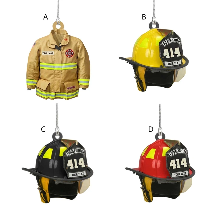 Helmet Fireman Accessories Pendant Purse Decor Keyring for Teens Boys Girls K0AF