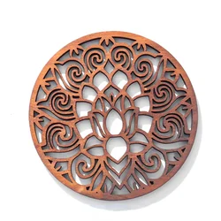 Sacred Hollow Mandala Lotus drewniane Coaster Chakra joga medytacja maty klocki podkładki na stół akcesoria do dekoracji kuchni