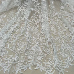 fashion bridal lace fabric 130cm width wedding dress lace fabric sequins lace fabric sell by yard